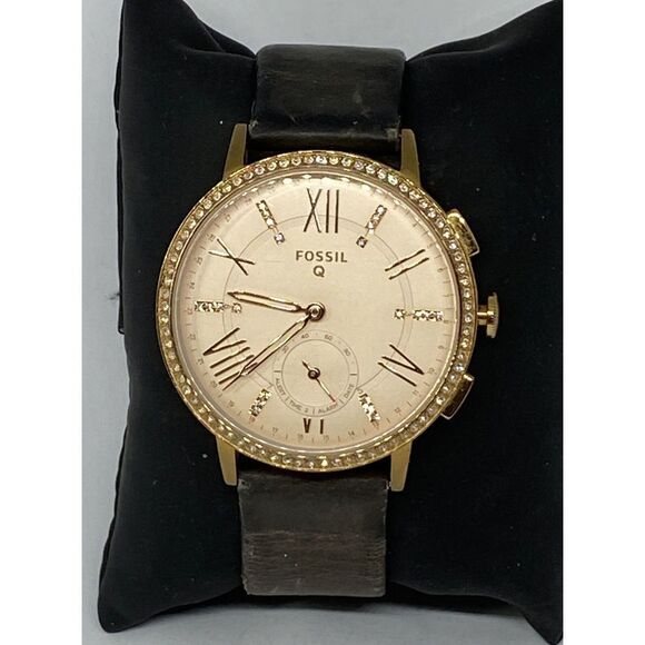 Fossil FTW1116 Women Brown Leather Rose Gold Analog Dial Hybrid Smartwatch XX631 - Picture 3 of 12